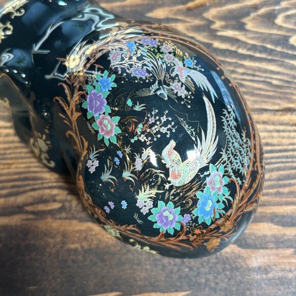 Vintage Satsuma Cat Figurine Black and Gold Ceramic Cat for Decor - Picture 9 of 16